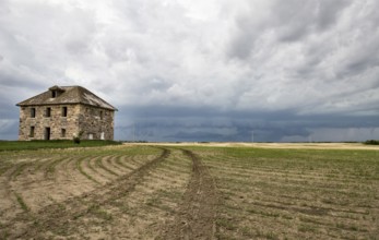 Prairie Storm Clouds Canada Saskatchewan Abandoned Buildings