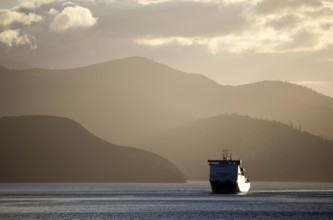 Ferry View Picton New Zealand to South Island Cargo Ship