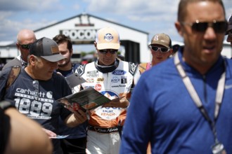 NASCAR Cup Series Driver, Kevin Harvick (4) gets ready to practice for the HighPoint.com 400 at the