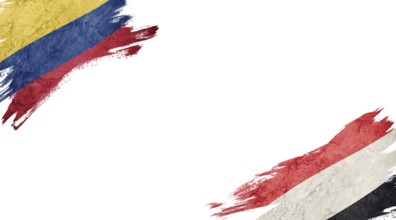 Flags of Colombia and Yemen on white background