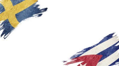 Flags of Sweden and Cuba on white background