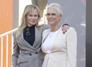 Melanie Griffith and Jamie Lee Curtis at Jamie Lee Curtis hand and footprint in cement ceremony