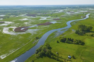 Biebrza National Park, photo with drone, wetland, river, Poland, Europe
