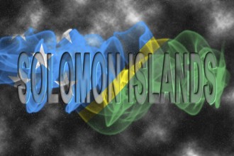 Solomon Islands Flag with Starry Background Smoke Effect