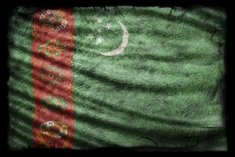 Turkmenistan Flag, Grunge Texture Background