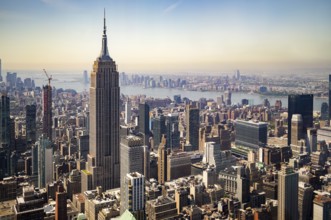 Aerial view of the Empire State Building and cityscape of New York, US