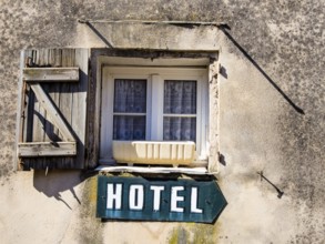 A sign with the inscription Hotel on a house. Austria