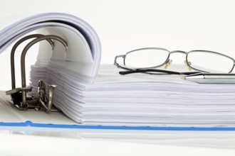 A file folder with documents and papers. Storage of contracts. Austria