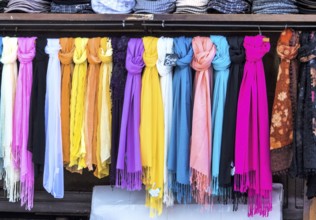 Selection of neckerchiefs, Symbol photo for women's fashion, Selection, Sale Austria