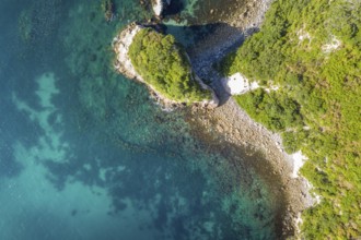 An aerial view of Hahei Beach New Zealand