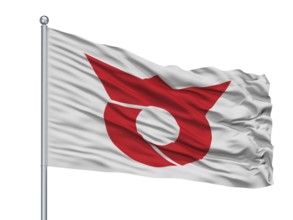 Sagae City Flag On Flagpole, Country Japan, Yamagata Prefecture, Isolated On White Background