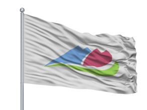 Ina City Flag On Flagpole, Country Japan, City Prefecture, Isolated On White Background