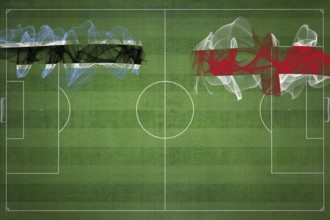 Botswana vs England Soccer Match, national colors, national flags, soccer field, football game,