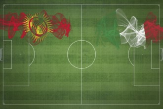 Kyrgyzstan vs Italy Soccer Match, national colors, national flags, soccer field, football game,