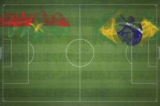 Burkina Faso vs Brazil Soccer Match, national colors, national flags, soccer field, football game,
