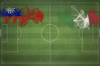 Taiwan vs Italy Soccer Match, national colors, national flags, soccer field, football game,