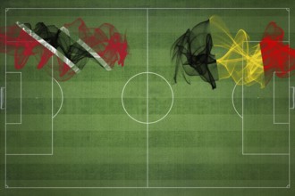 Trinidad and Tobago vs Belgium Soccer Match, national colors, national flags, soccer field,
