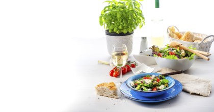Rustic Greek salad with feta cheese
