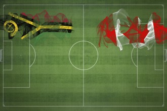 Vanuatu vs Canada Soccer Match, national colors, national flags, soccer field, football game,