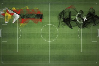 Zimbabwe vs Libya Soccer Match, national colors, national flags, soccer field, football game,