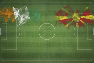 Ivory Coast vs North Macedonia Soccer Match, national colors, national flags, soccer field,