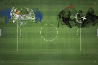 Belize vs Libya Soccer Match, national colors, national flags, soccer field, football game,