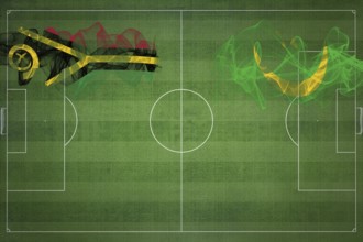 Vanuatu vs Mauritania Soccer Match, national colors, national flags, soccer field, football game,