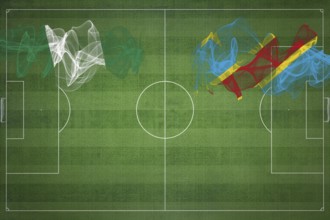 Nigeria vs DR Congo Soccer Match, national colors, national flags, soccer field, football game,