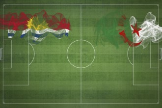 Kiribati vs Algeria Soccer Match, national colors, national flags, soccer field, football game,