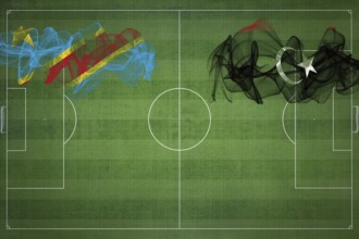 Democratic Republic of Congo vs Libya Soccer Match, national colors, national flags, soccer field,