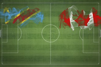 Democratic Republic of Congo vs Canada Soccer Match, national colors, national flags, soccer field,