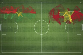 Burkina Faso vs Vietnam Soccer Match, national colors, national flags, soccer field, football game,