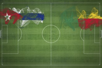 Cuba vs Benin Soccer Match, national colors, national flags, soccer field, football game,