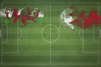Wales vs Bahrain Soccer Match, national colors, national flags, soccer field, football game,