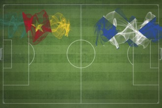 Cameroon vs Scotland Soccer Match, national colors, national flags, soccer field, football game,
