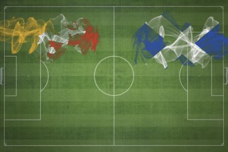 Bhutan vs Scotland Soccer Match, national colors, national flags, soccer field, football game,
