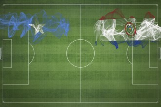 Somalia vs Paraguay Soccer Match, national colors, national flags, soccer field, football game,