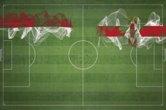 Indonesia vs Northern Ireland Soccer Match, national colors, national flags, soccer field, football