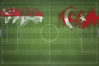 Singapore vs Turkey Soccer Match, national colors, national flags, soccer field, football game,