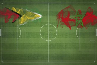 Guyana vs Morocco Soccer Match, national colors, national flags, soccer field, football game,
