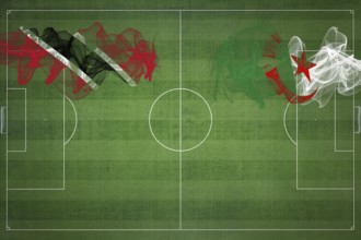 Trinidad and Tobago vs Algeria Soccer Match, national colors, national flags, soccer field,