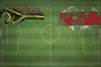 Vanuatu vs Costa Rica Soccer Match, national colors, national flags, soccer field, football game,