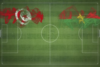 Tunisia vs Burkina Faso Soccer Match, national colors, national flags, soccer field, football game,