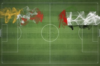 Bhutan vs United Arab Emirates Soccer Match, national colors, national flags, soccer field,