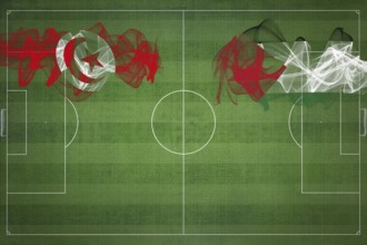 Tunisia vs Palestine Soccer Match, national colors, national flags, soccer field, football game,