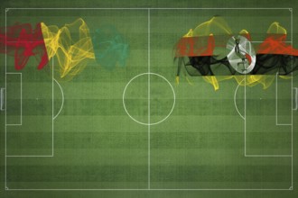 Guinea vs Uganda Soccer Match, national colors, national flags, soccer field, football game,