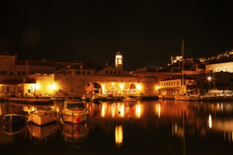 Old harbour of Dubrovnik, night shot, Dubrovnik, Dalmatia, Croatia, Europe