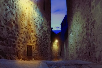 Caceres monumental city sunset in Extremadura of spain