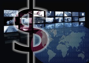 Dollar Business corporate image, multiple screen. American currency metaphor