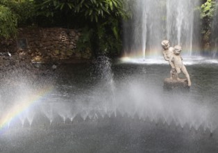 A fountain with figures of playing children in Funchal on Madeira Island